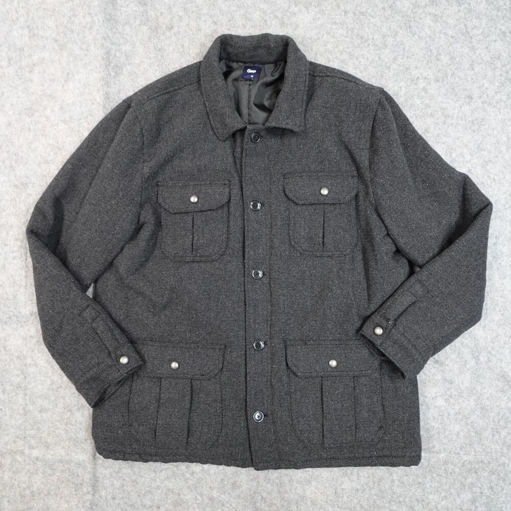 Gap‎ Coat Mens XXL Wool Chore Utility Charcoal Gray Pockets